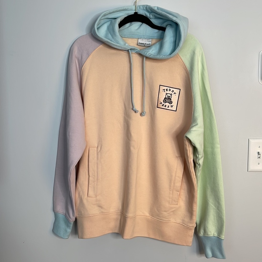 Teddy Fresh Color Block Hoodie In Natural View 6